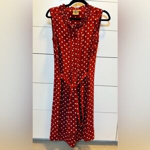 Tory Burch Graham Polka-Dot Brick Red Silk Dress - Size 8